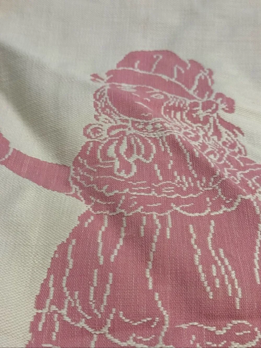 VTG 1930s ERA “DOLLIE STEVENS” TAPESTRY DOLL BLANKET PINK 15 x 21 X 2